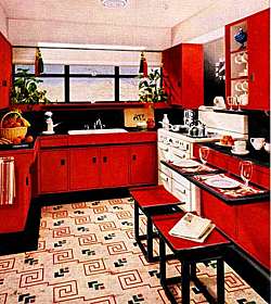 kitchen red painted 1949