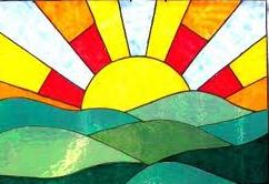 Art Deco 'Rising sun' design for a stained glass window