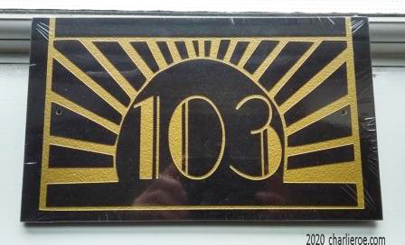 new Art Deco House numbers & name signs with gold on stone granite