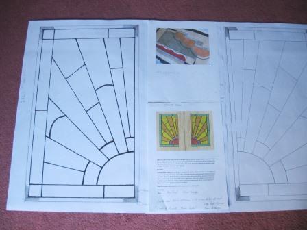 new Art Deco cartoon drawings for stained glass panels