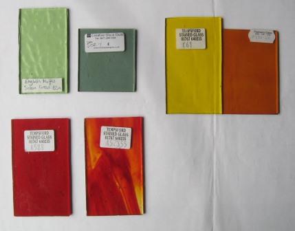 new Art Deco stained glass samples to match the rug colours
