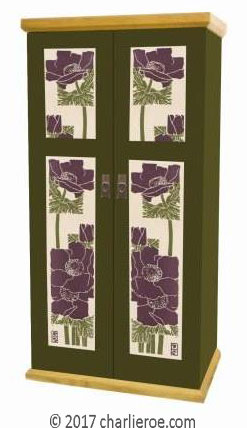 new Jugendstil Art Nouveau double wardrobe with painted Jugendstil designs on the door panels
