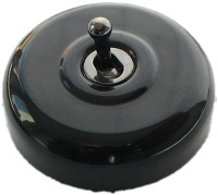 Arts & Crafts Movement style antique plain black brown single domed nipple electric light switch