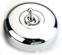 Arts & Crafts Movement style chrome polished single domed nipple electric light switch