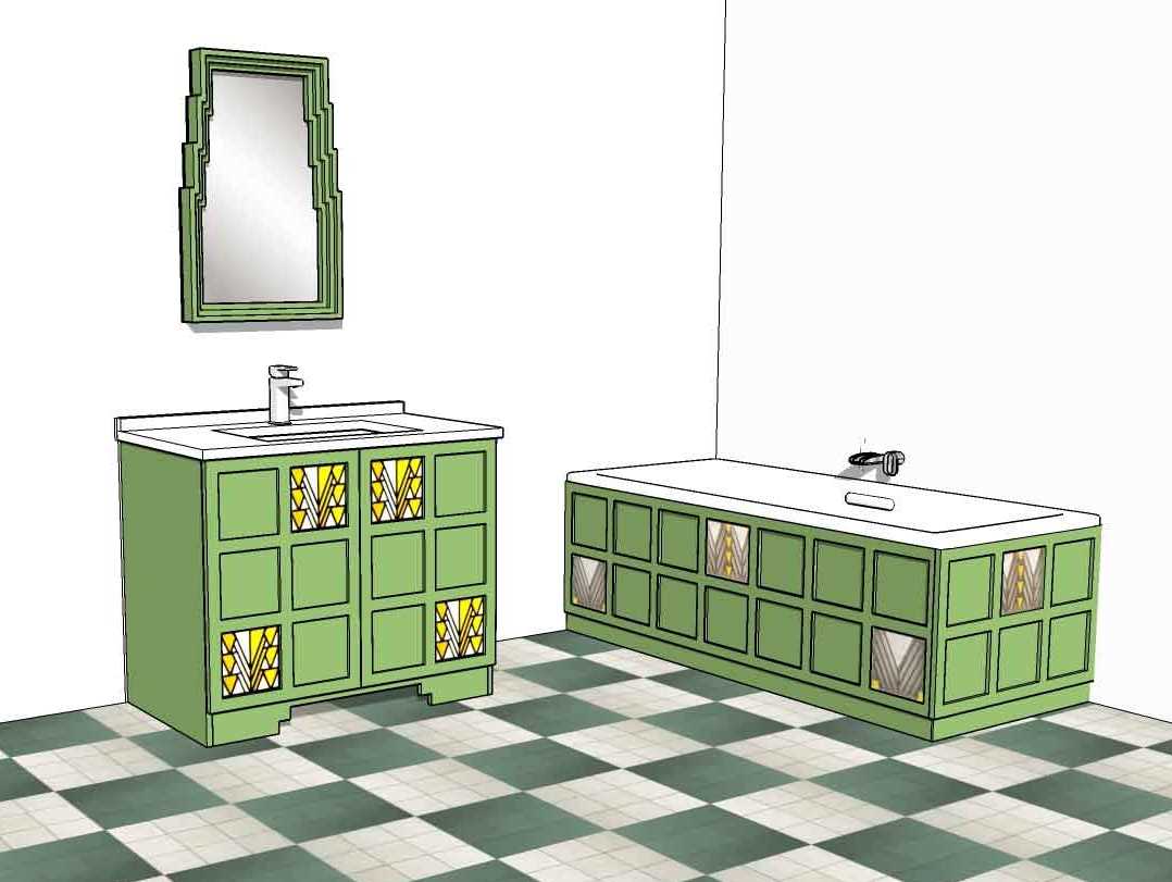 new Charles Rennie Mackintosh Arts & Crafts Movement style bathroom furniture design
