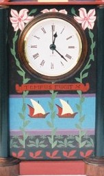 Painted Aesthetic Movement clock similar to CFA Voysey's clock,
