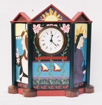 Painted Aesthetic Movement clock similar to CFA Voysey's clock, furniture