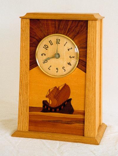 CR Ashbee Arts and Crafts movement oak marquetry clock furniture