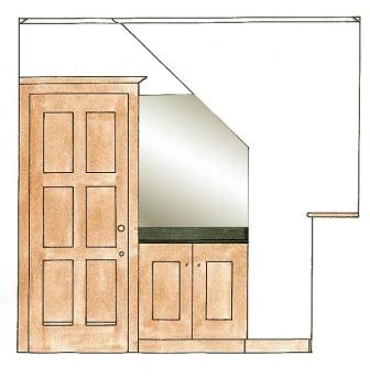 CFA Voysey Garden Corner Arts & Crafts Movement Oak ground floor kitchen plan furniture