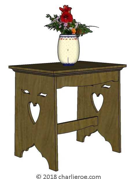 New CFA Voysey Arts & Crafts Movement dark oak side table with end 'faces'