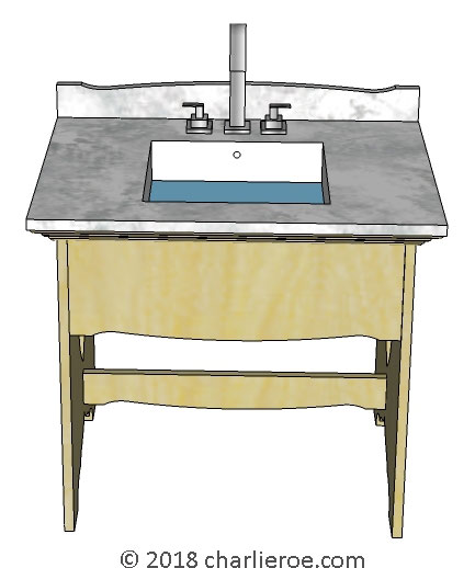 New CFA Voysey Arts & Crafts Movement medium oak vanity unit stand with end 'faces'