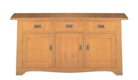 new CFA Voysey Arts & Crafts Movement Oak vanity unit with 3 doors & drawers