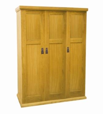 CFA Voysey Arts & Crafts Movement style Oak 3 door wardrobe