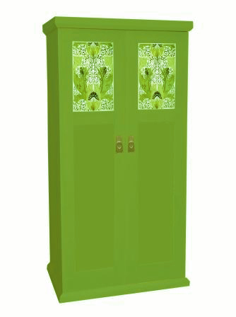CFA Voysey Arts & Crafts Movement style painted bedroom 2 door wardrobe