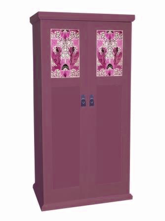 CFA Voysey Arts & Crafts Movement style painted bedroom 2 door wardrobe
