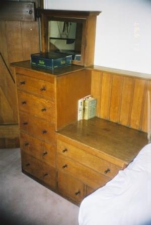 C F A Voysey Oak Arts & Crafts Movement built-in bedroom furniture