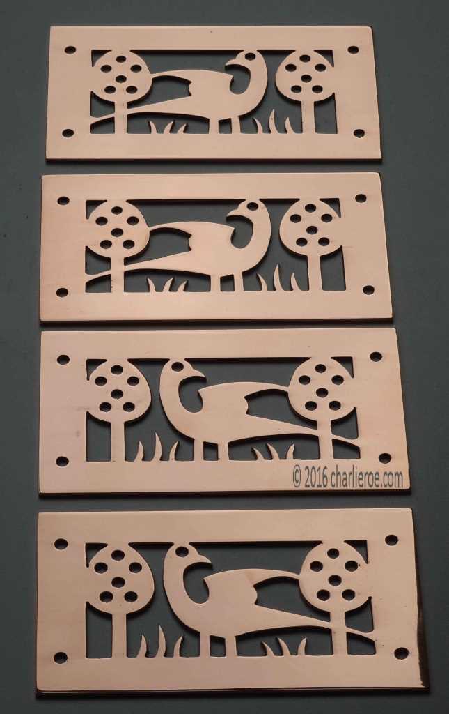 new CFA Voysey Arts & Crafts Movement 4 'bird' air vents in polished copper