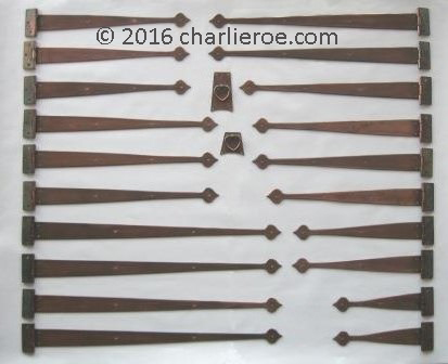 CFA Voysey Arts & Crafts Movement copper strap hinges in antiqued copper finish