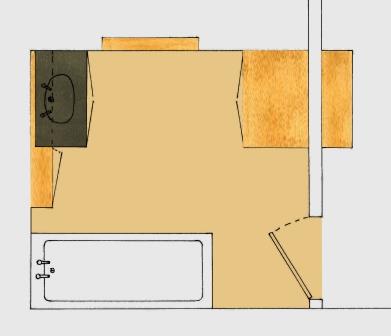 new Frank Lloyd Wright prairie style Arts & Crafts Movement bathroom plan