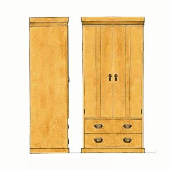 Frank Lloyd Wright prairie style Arts & Crafts Movement oak wardrobe
