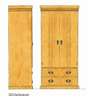Frank Lloyd Wright prairie style Arts & Crafts Movement oak wardrobe