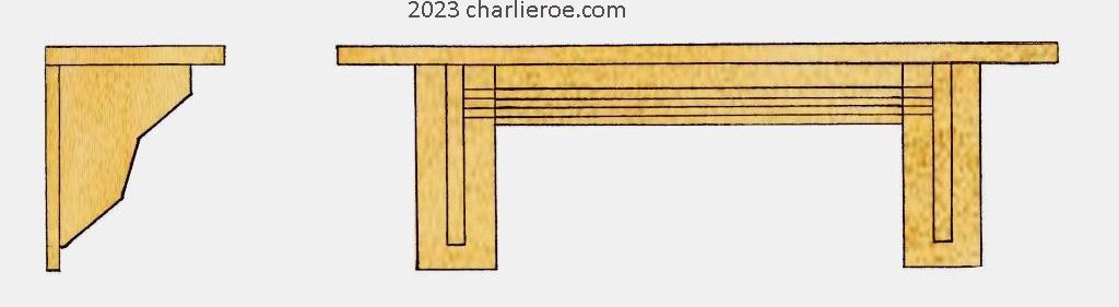New Frank Lloyd Wright Prairie style oak wall shelf