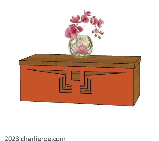 New Frank Lloyd Wright Prairie style oak low sideboard, cabinet or TV stand or a wall hung console table in a painted wood finish