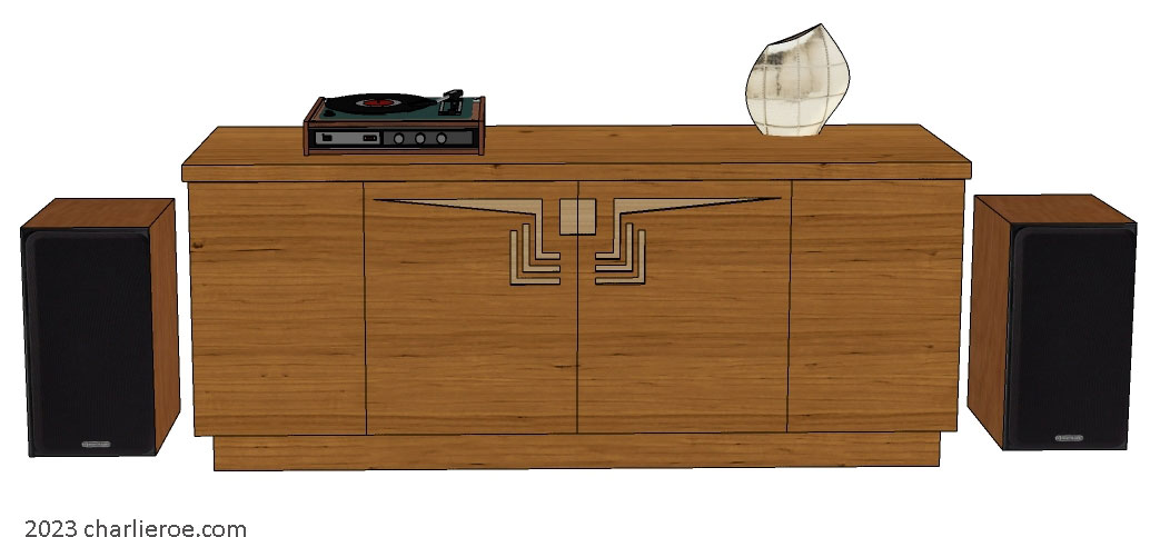 New Frank Lloyd Wright Arts & Crafts Prairie style painted 2 door cabinet sideboard with perforated doors designs and matching wall mirror