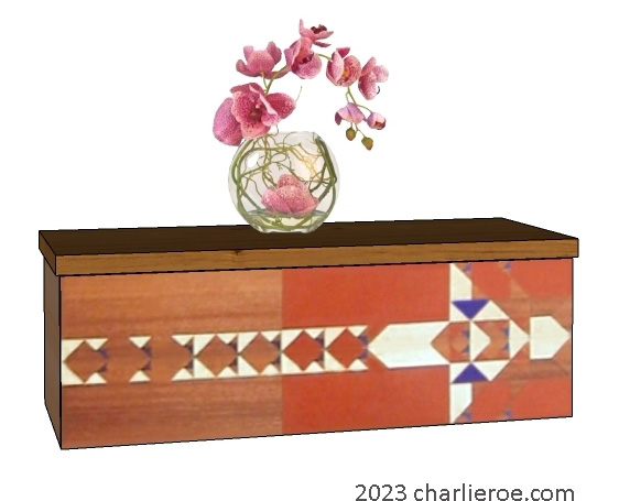 New Frank Lloyd Wright Prairie style Arts & Crafts Movement wall hung minimalist console table cabinet in a painted wood finish