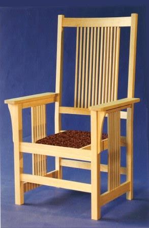 Frank Lloyd Wright Mission Prairie style Arts & Crafts Movement carver & dining chairs