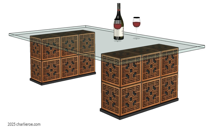 New Frank Lloyd Wright Arts & Crafts Mission Prairie Usonian style 'Textile block' coffee table