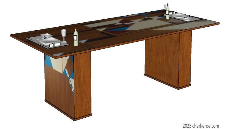 New Frank Lloyd Wright Arts & Crafts Mission Prairie Usonian style oak & painted desk