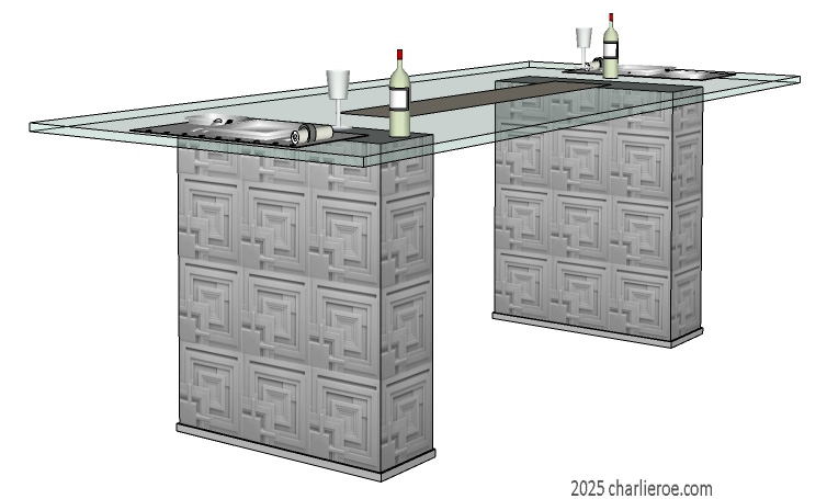 New Frank Lloyd Wright Arts & Crafts 'Textile block' style dining table