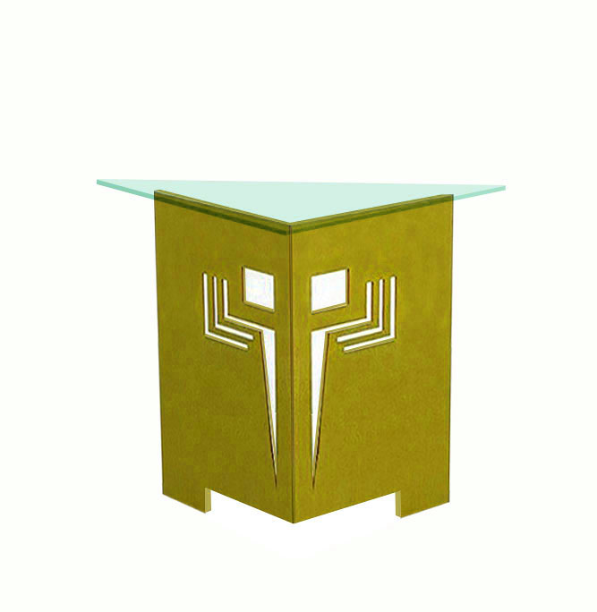 New Frank Lloyd Wright Arts & Crafts Mission Prairie Usonian style oak side console tables with glass top