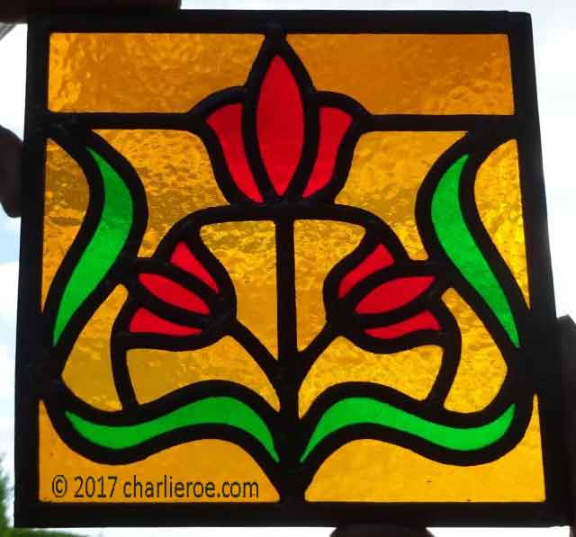 new Arts & Crafts Movement Mission style stained glass door panel