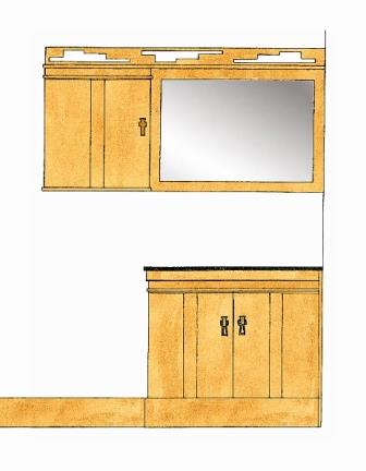 new Frank Lloyd Wright Arts & Crafts Movement Mission style built-in sideboard & wall unit