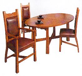 New Arts and Crafts Movement oak dining table & chairs