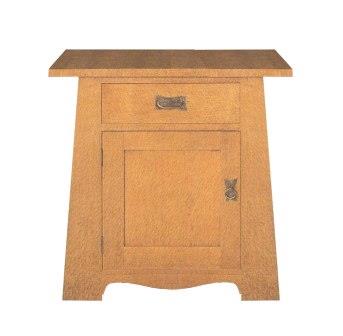new Oak Arts & Crafts Movement Oak range dining room 1 door drawer cupboard or Sideboard with painted panel designs