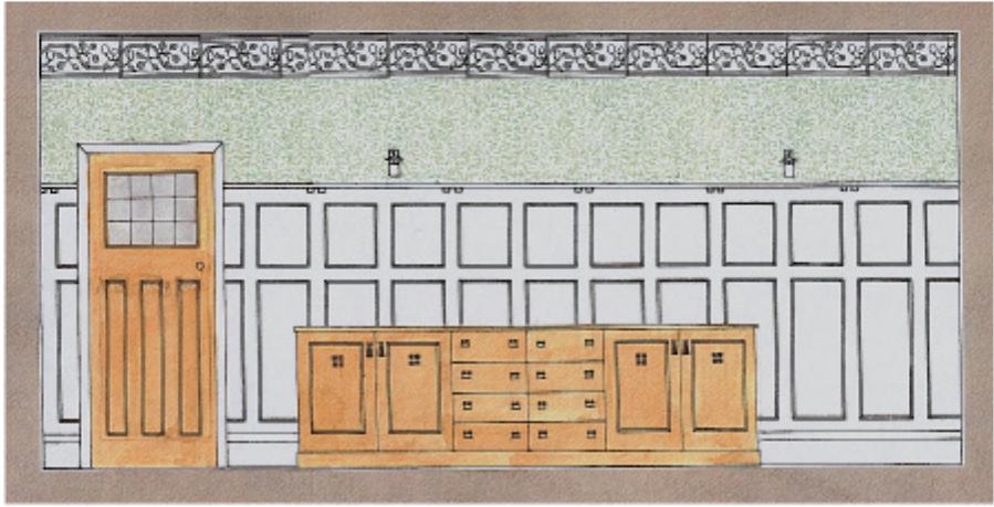 Arts and crafts movement design for an oak sideboard furniture & living room door