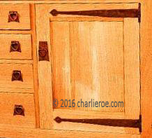 Arts & Crafts Movement copper cabinet strap hinges & handles door pulls