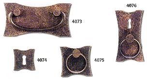 Arts and Crafts 'Mission' style hammered brass & copper cabinet door & drawer handles & pulls