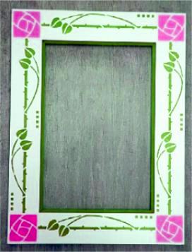 Arts & Crafts decorative painted mirror frame