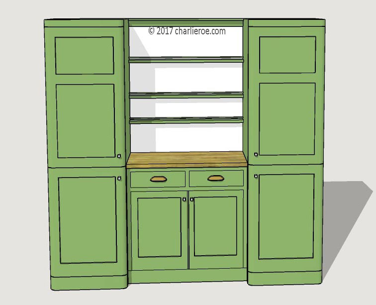 Charles Rennie CR Mackintosh Derngate kitchen furniture green painted dresser