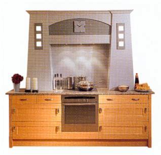 Charles Rennie CR Mackintosh kitchen range units & chimney breast