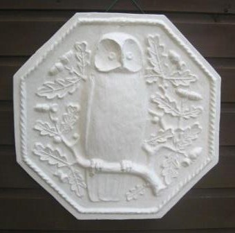 Norman Jewson's Arts & Crafts Movement plaster Owl plaque, for Owlpen Manor