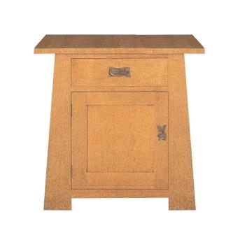new Arts & Crafts Movement oak 1 door cabinet with splayed legs