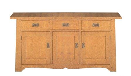 new Arts & Crafts Movement oak 3 door & drawers cabinet