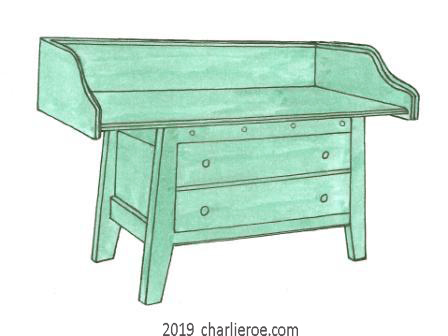  Ford Madox-Brown William Wm Morris & Co green Artisan bedroom chest of drawers  Arts & Crafts Movement Gothic Revival style furniture