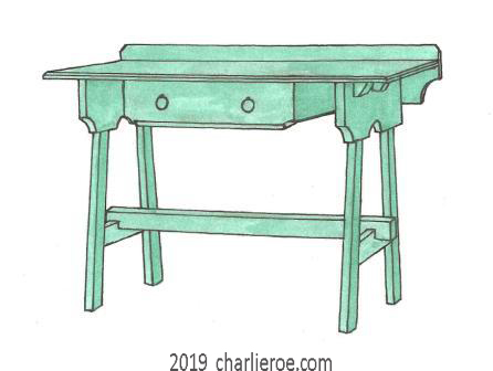 Ford Madox-Brown / Wm Morris & Co. Artisan bedroom dressing table painted green Arts & Crafts Movement Reformed Gothic Revival furniture