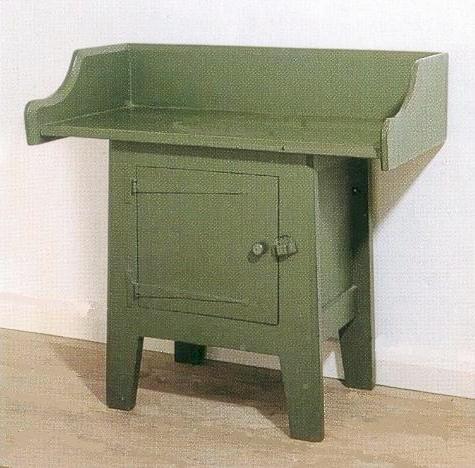 Ford Madox-Brown / Wm Morris & Co. Artisan bedroom washstand painted green Arts & Crafts Movement Reformed Gothic Revival furniture